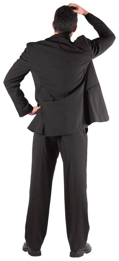 Transparent Businessman Standing Confused with Hand on Head