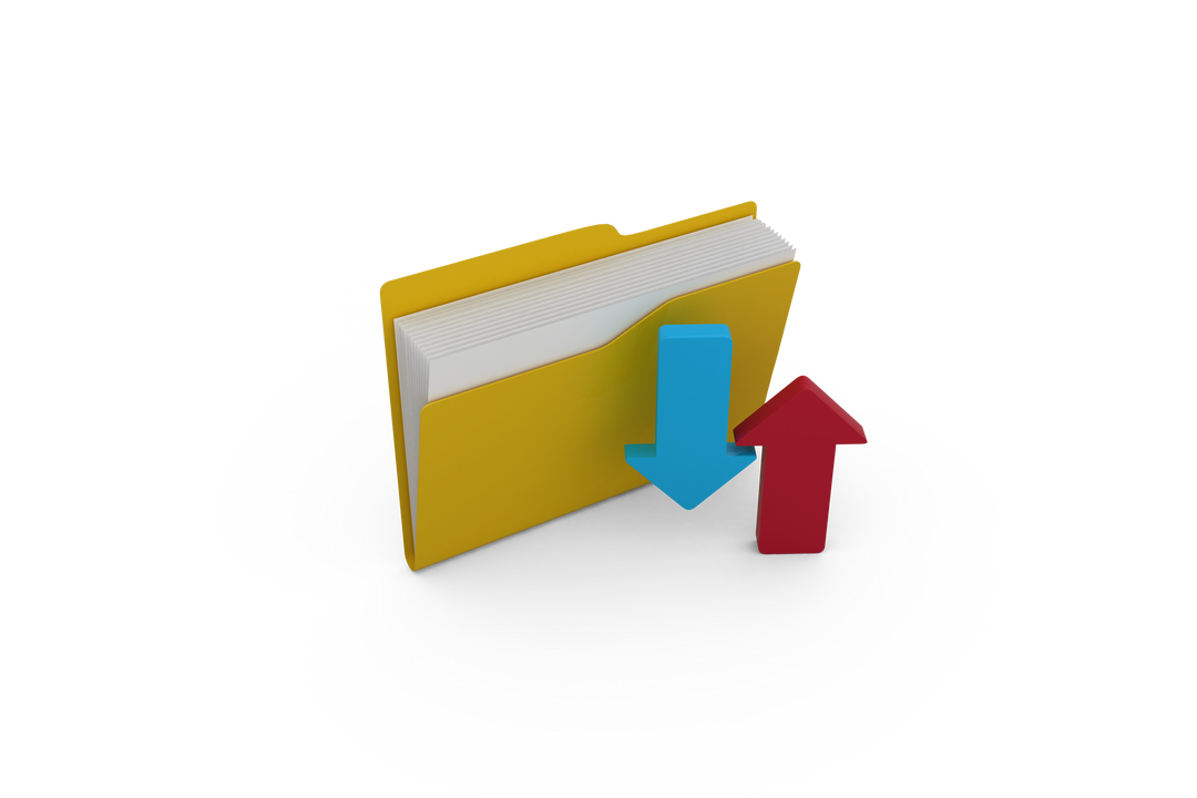 Transparent Yellow Folder with Red and Blue Arrows Signifying Data Exchange - Download Free Stock Images Pikwizard.com