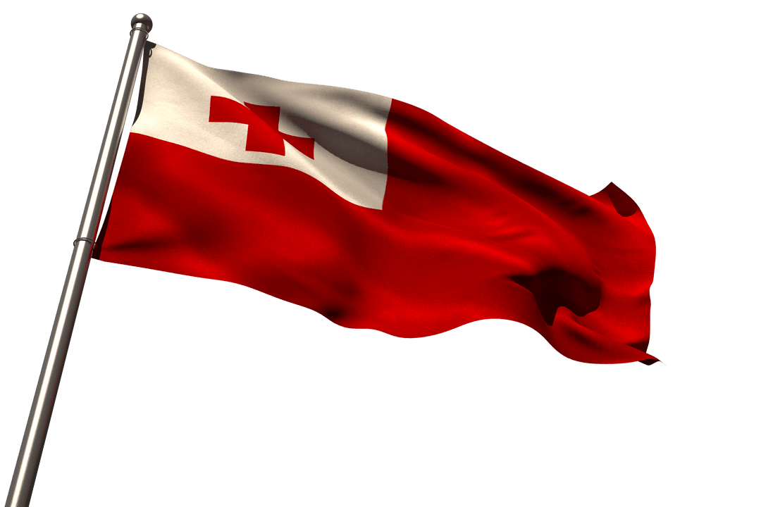 Low Angle View of Waving Transparent Tonga Flag