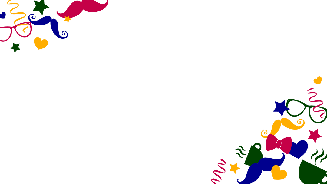 Colorful Celebration Icons Frame on Transparent Background