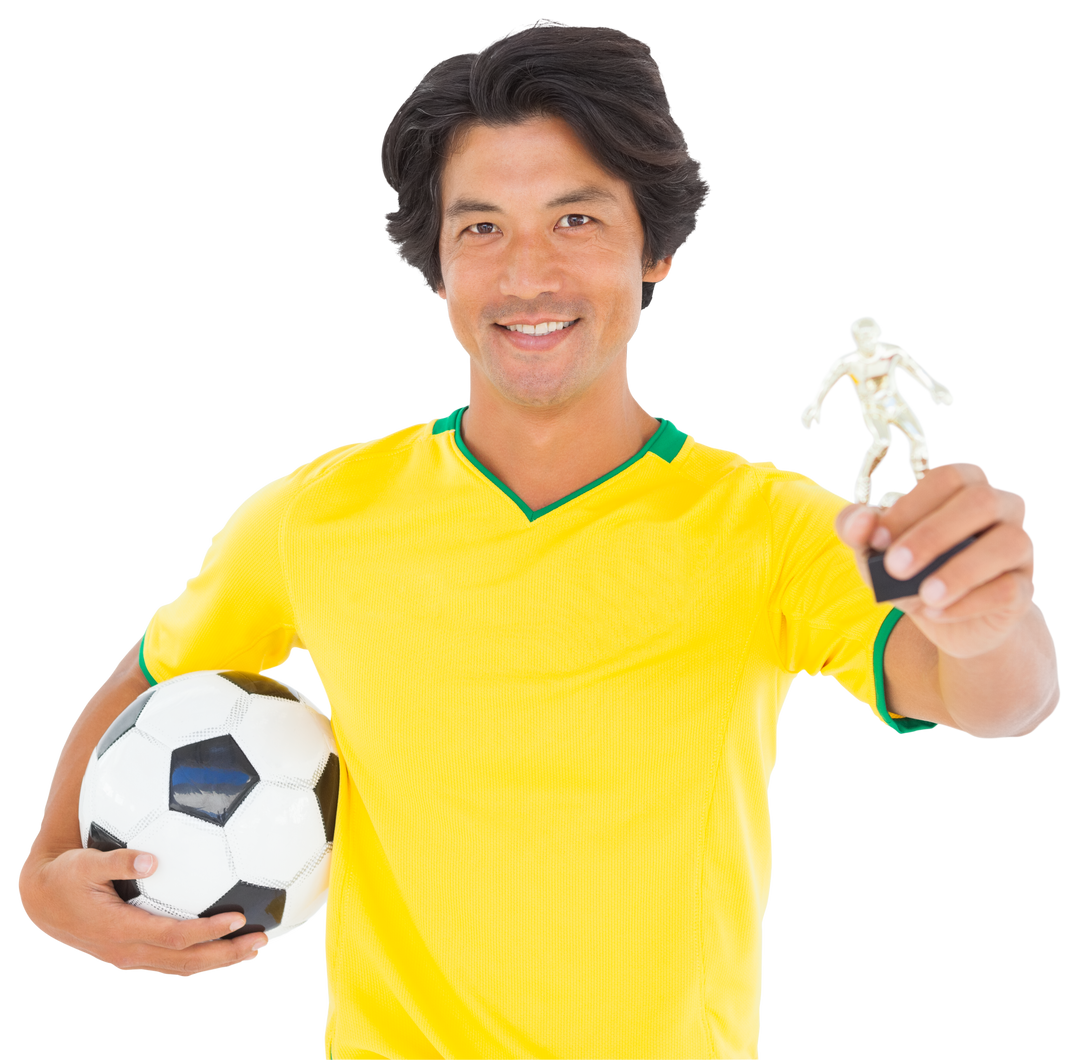 Transparent Football Player Holding Trophy with Cheerful Smile - Download Free Stock Images Pikwizard.com