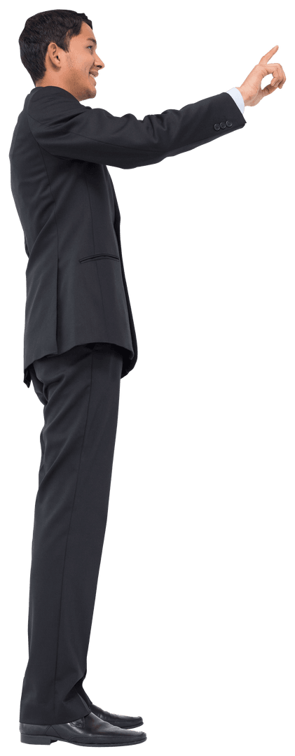 Confident Asian Businessman Standing Pointing Transparent Background