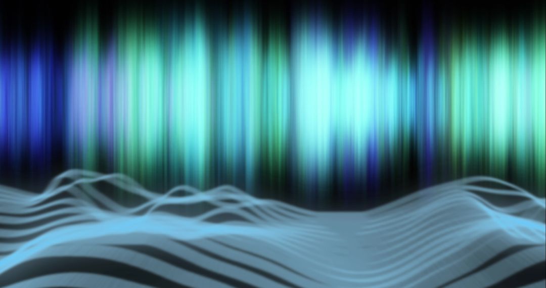 Digitally Generated Glowing Blue and Green Light Waves in Motion