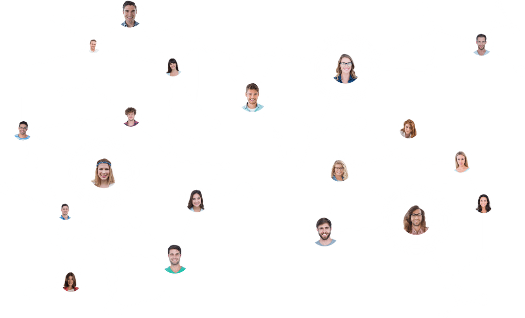 Transparent Network of Diverse People representing Connections and Communication