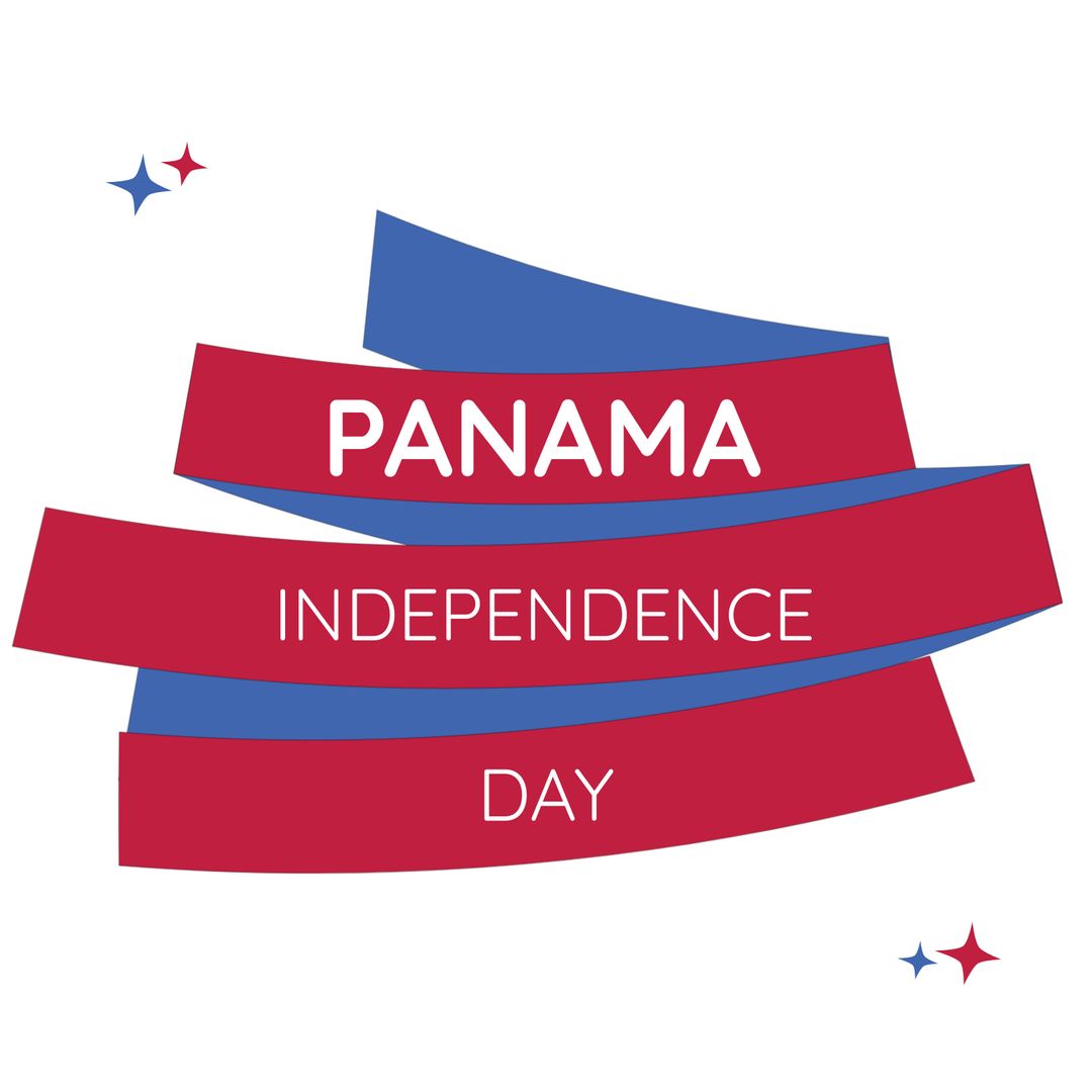 Panama Independence Day Celebration Design with Red and Blue Ribbons