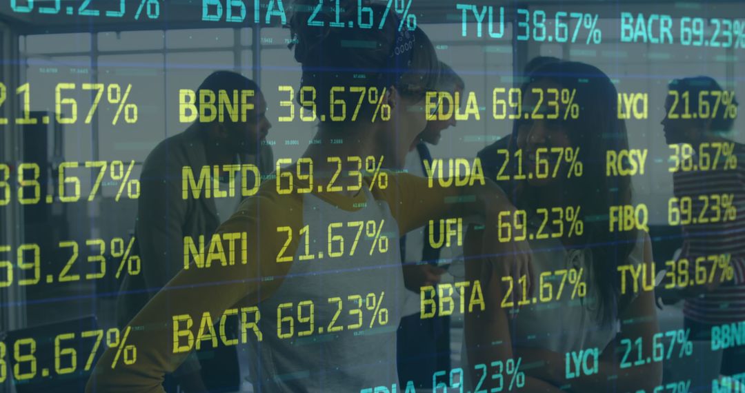 Business Professionals Reviewing Digital Financial Data in Modern Office