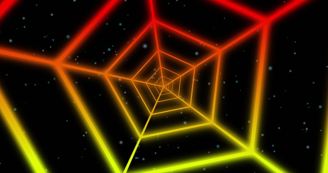 Hypnotic Neon Tunnel with Red and Yellow Light