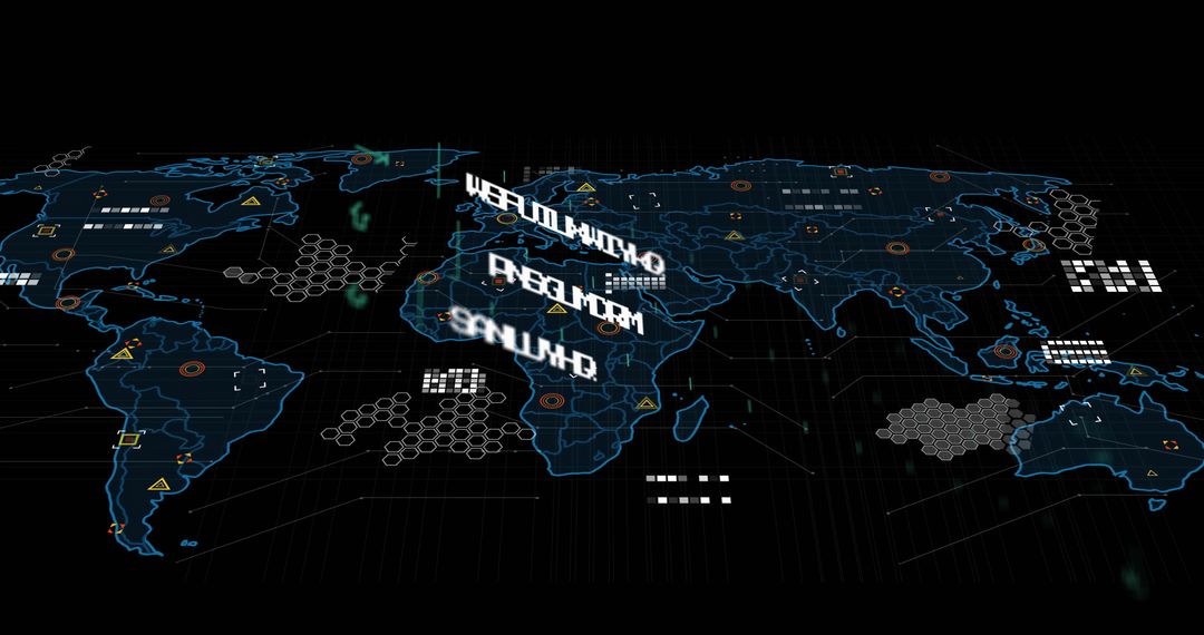 Digital Data Processing Over World Map Futuristic Concept