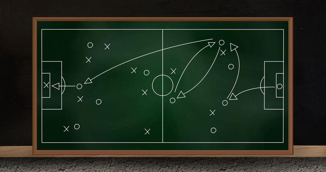 Soccer Strategy Diagram on Chalkboard for Team Training