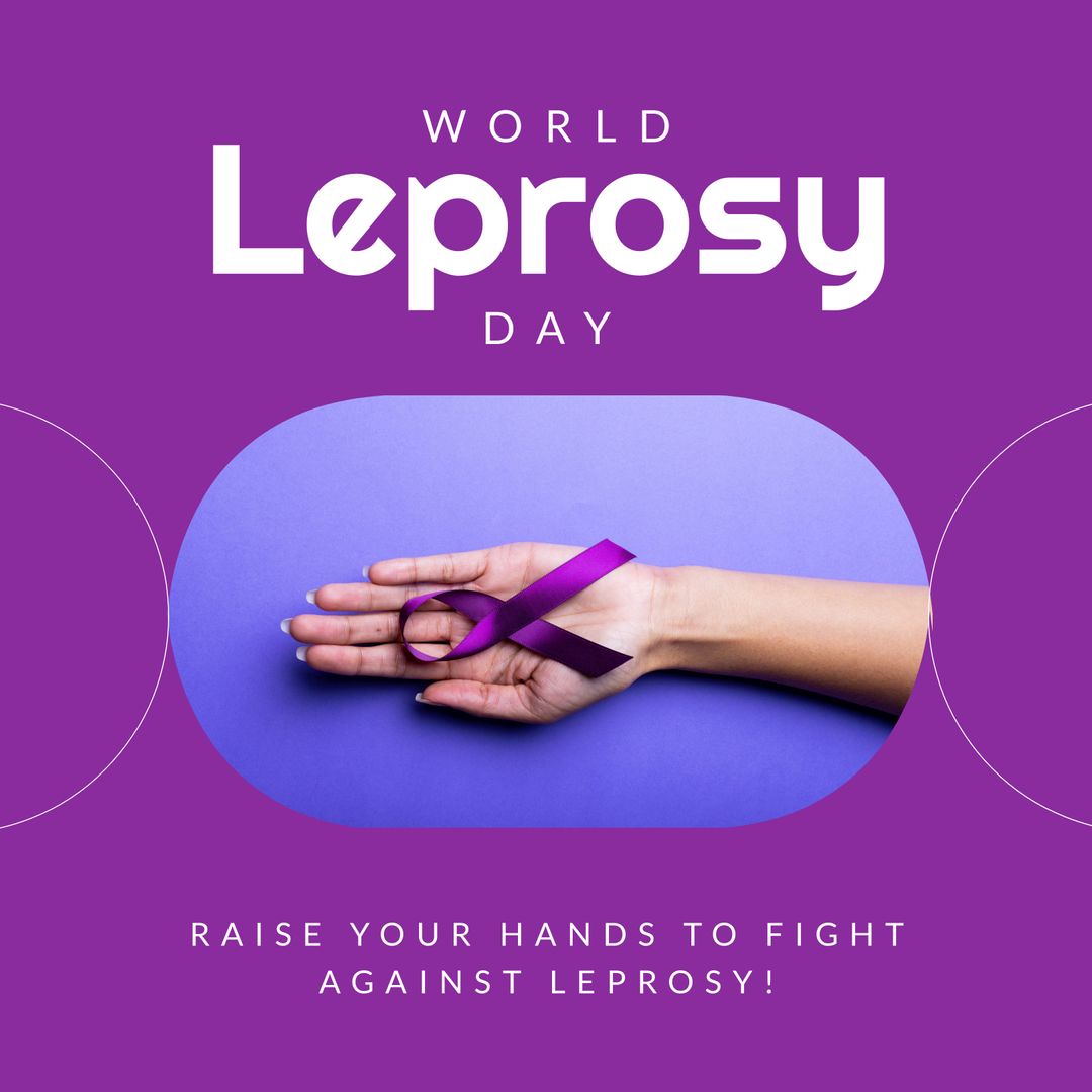 World Leprosy Day Awareness with Hand and Ribbon