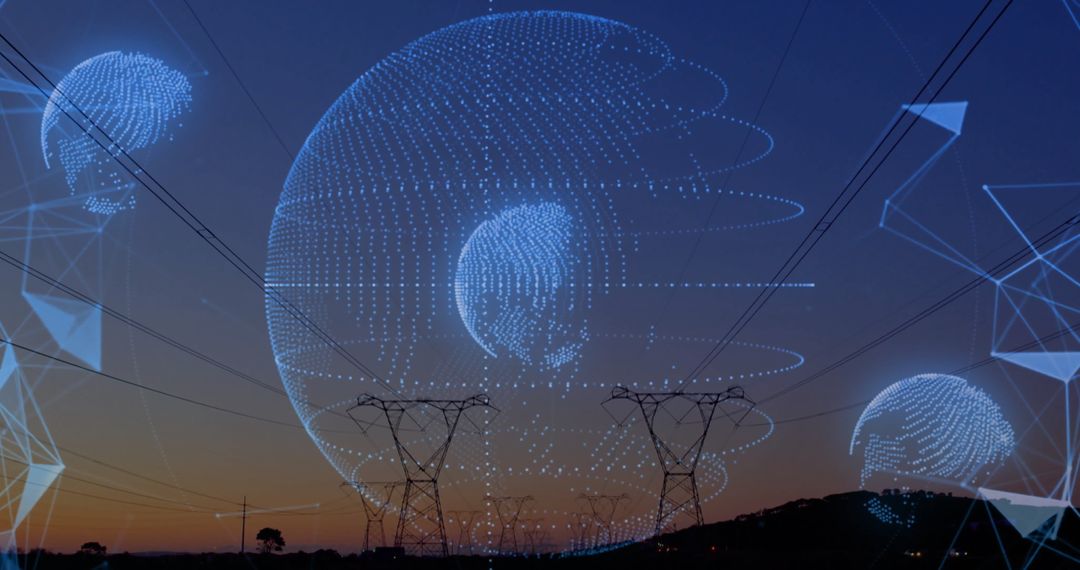 Digital Network: Innovation Connects Power Infrastructure at Dusk