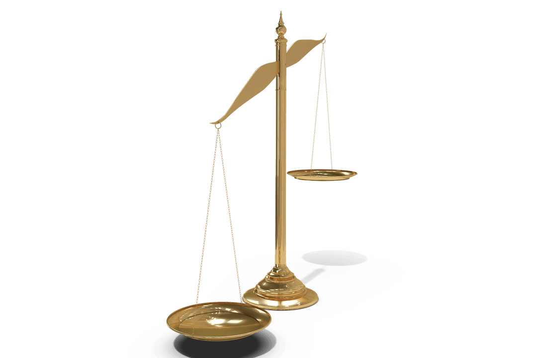 Golden Balance Scale Symbol on Transparent Background