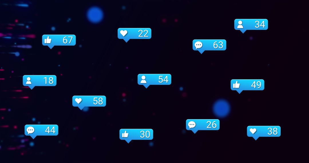 Social Media Like and Notification Icons on Dark Background