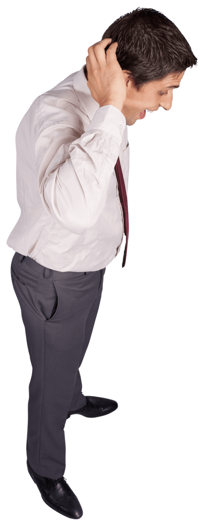 Stressful Office Worker Hand on Head Transparent Background