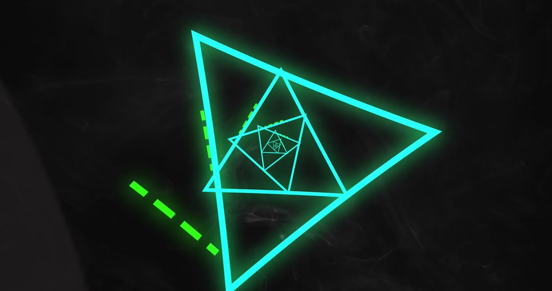 Futuristic Abstract Triangular Hologram on Black Background