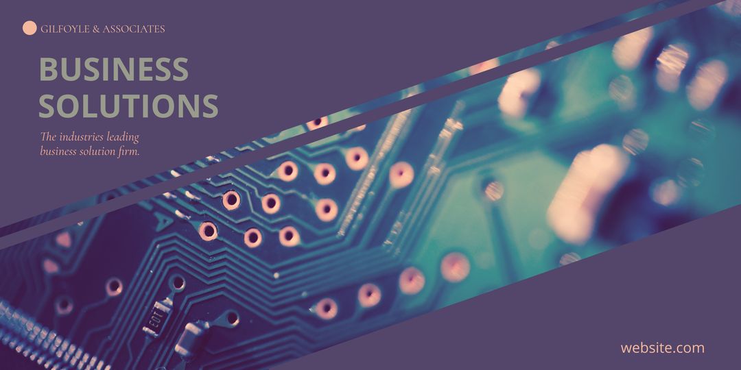 Modern Business Solutions Promotion with Circuit Board Background