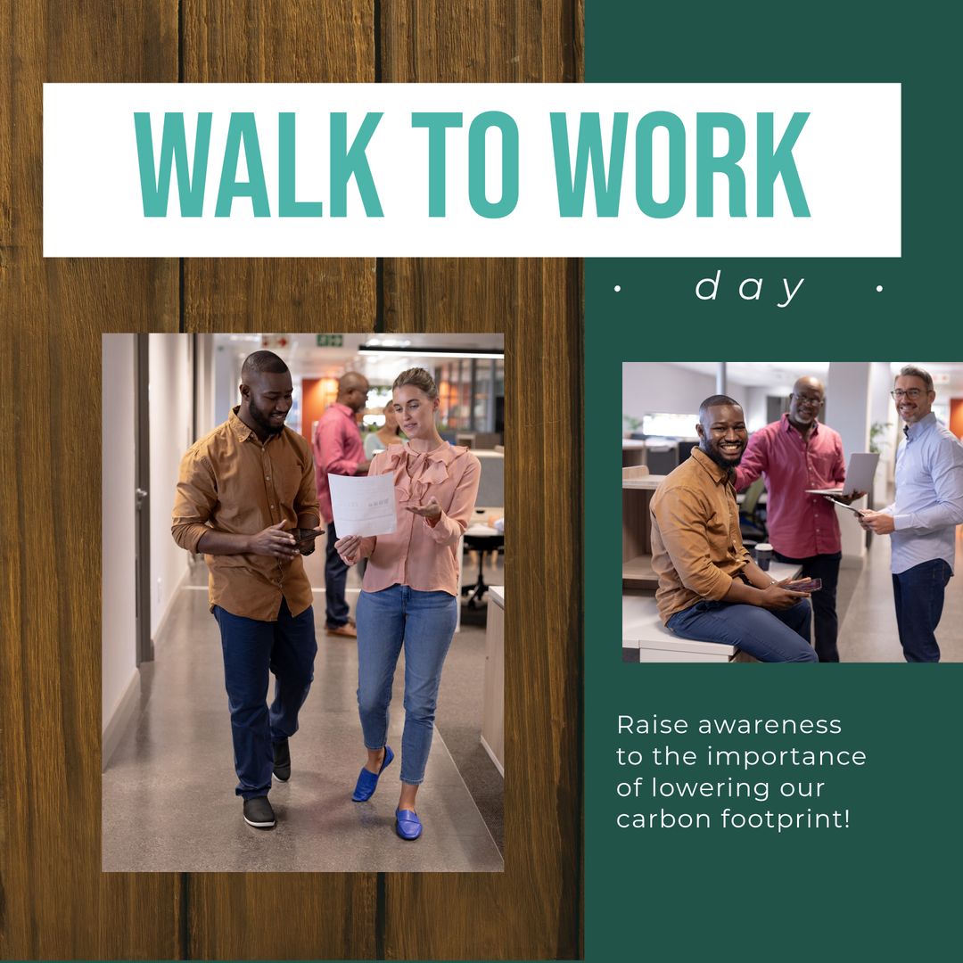 Diverse Business Team Participates in Walk to Work Day - Download Free Stock Templates Pikwizard.com