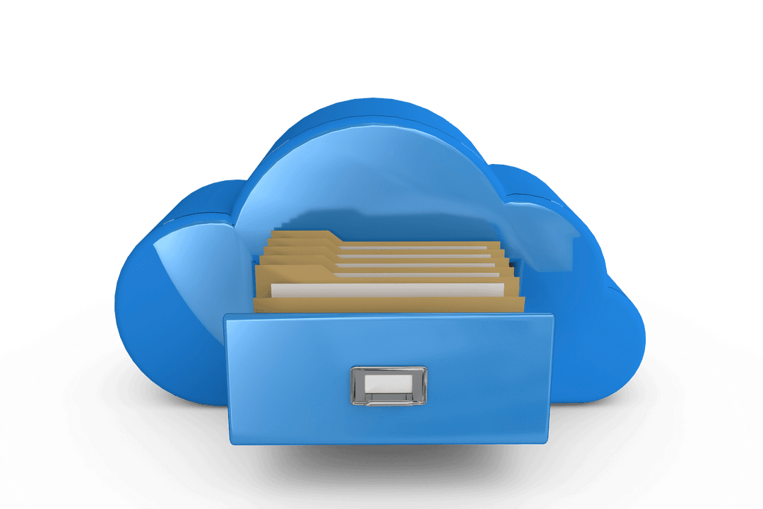 Digital Cloud Storage Concept with Transparent Background