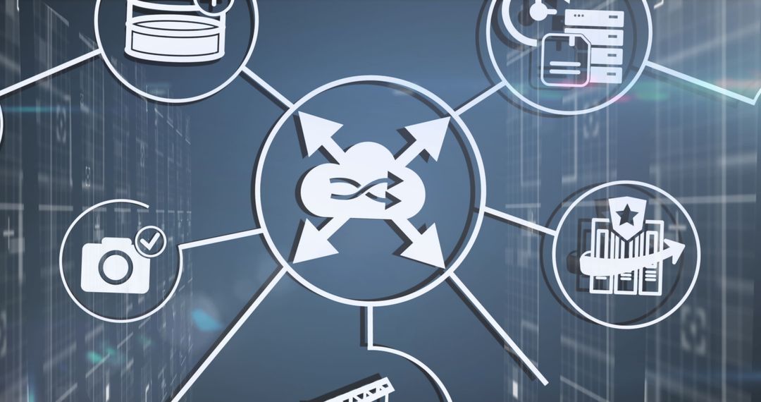 Digital Icons Merging with Technology Background Concept