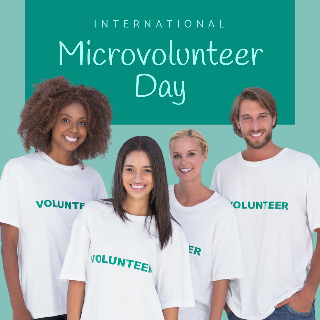 Smiling Multiracial Volunteers Celebrating International Microvolunteer Day - Download Free Stock Templates Pikwizard.com