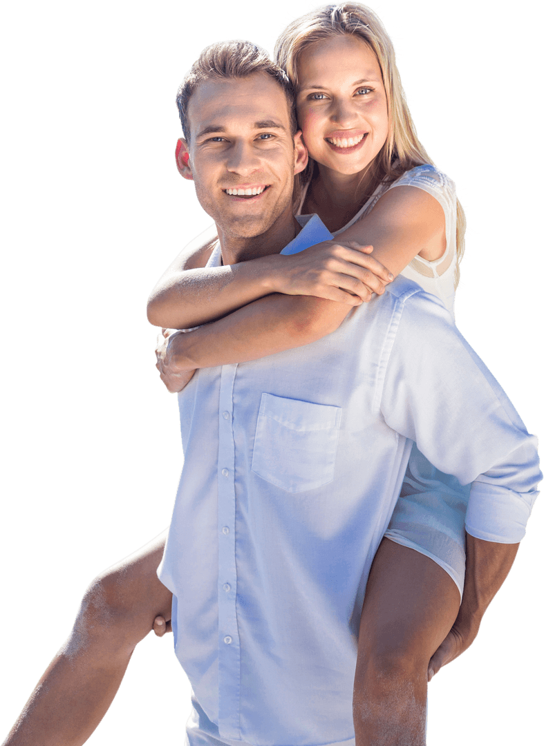 Happy Couple Embracing Smiling Transparent Background