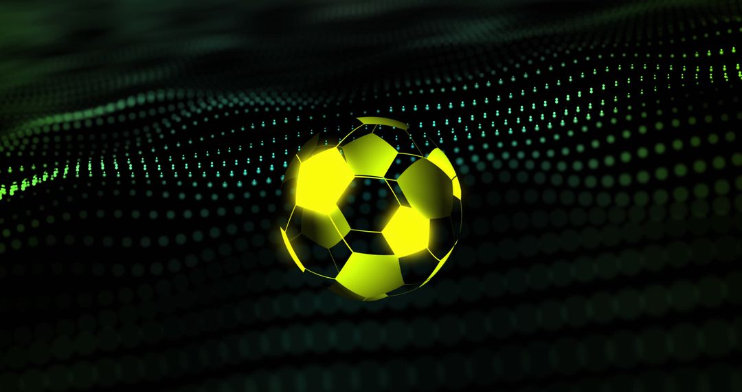 Futuristic Digital Soccer Ball Floating on Matrix Background