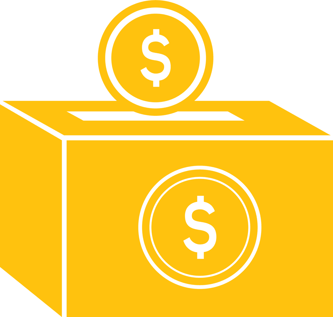 Transparent Dollar Coin Dropping into Box Donation Concept