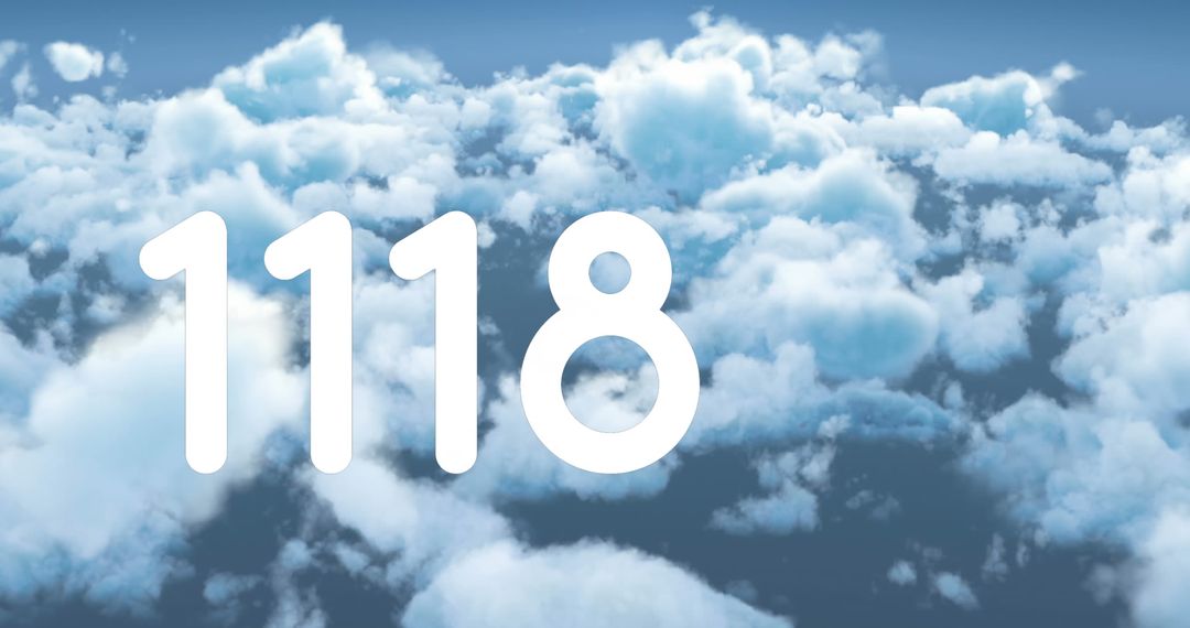 Floating Digital Number Over Peaceful Cloudy Sky