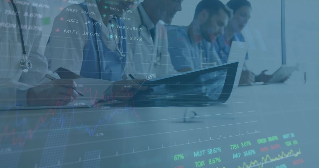 Doctors Collaborating on Healthcare Technology with Data Visualization