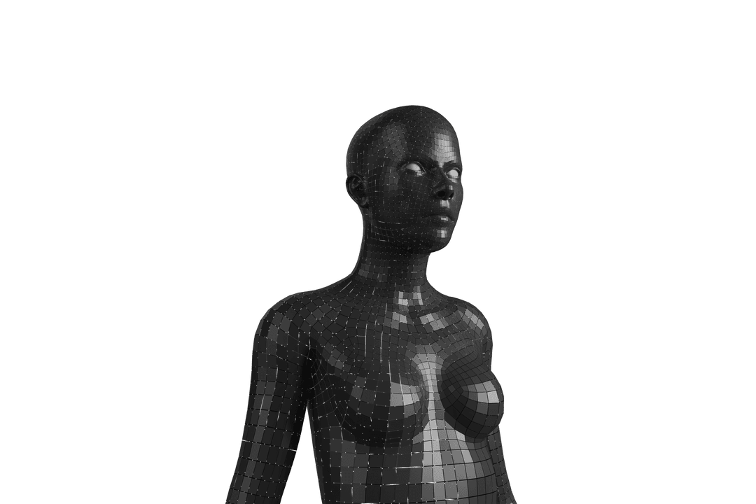 3D Digital Woman Model on Transparent Background