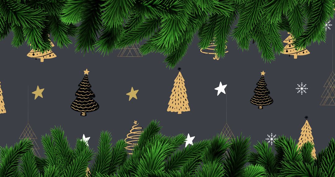 Christmas Fir Tree Branches with Festive Patterns