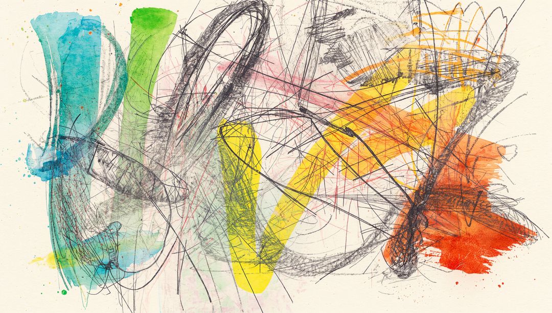 Vibrant Abstract Mixed Media Art with Teal and Orange Accent