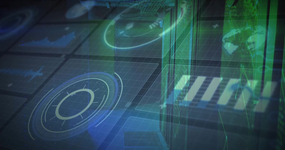 Holographic Command Center Interface with Global Map Visualization