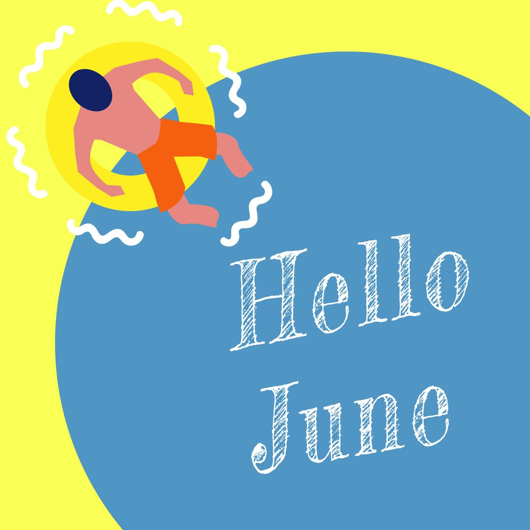 Illustrated Welcome to June with Summer Relaxation Theme