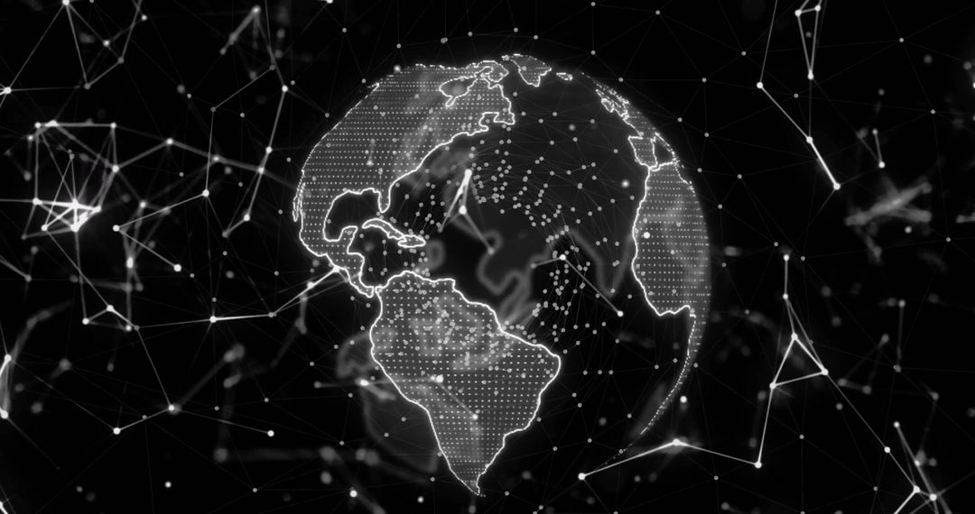 Digital Earth with Connected Network Nodes in Black Space