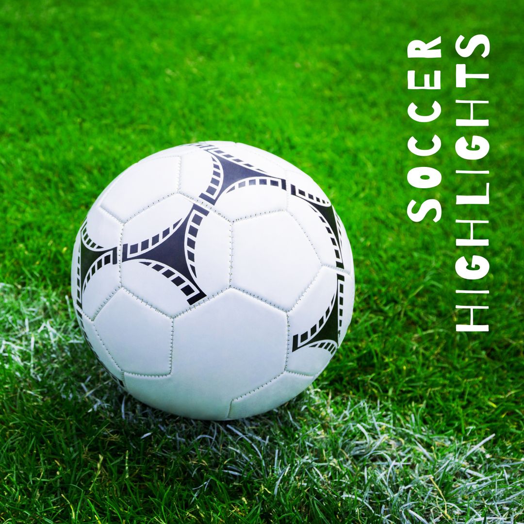 Soccer Ball on Grass Pitch with Soccer Highlights Text Overlay - Download Free Stock Templates Pikwizard.com