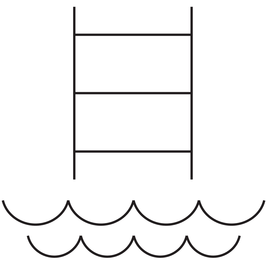 Ladder and Waves Abstract Silhouette on Transparent Background