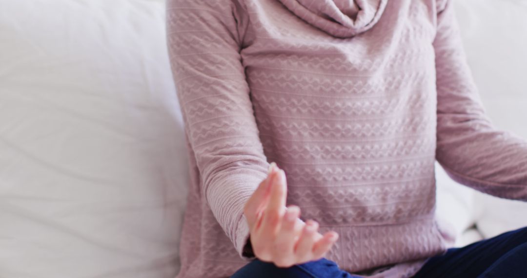 Woman Practicing Mindfulness Meditation at Home - Free Images, Stock Photos and Pictures on Pikwizard.com