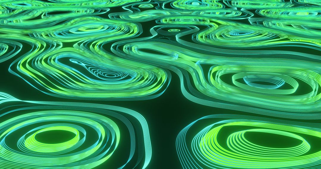 Abstract Futuristic Green and Blue Multi-Layer Line Patterns