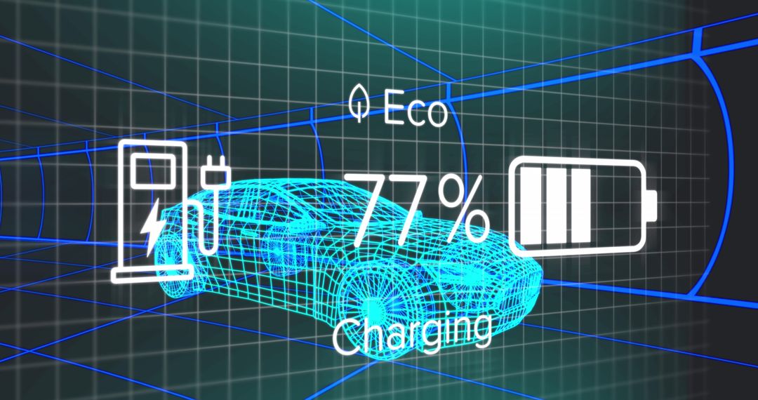 3D Rendering of Electric Car with Charging Indicators