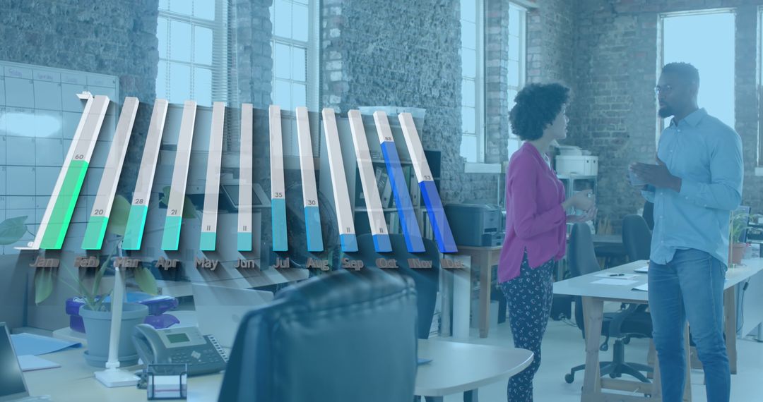 Business Growth Chart Overlay Diverse Team Discussion