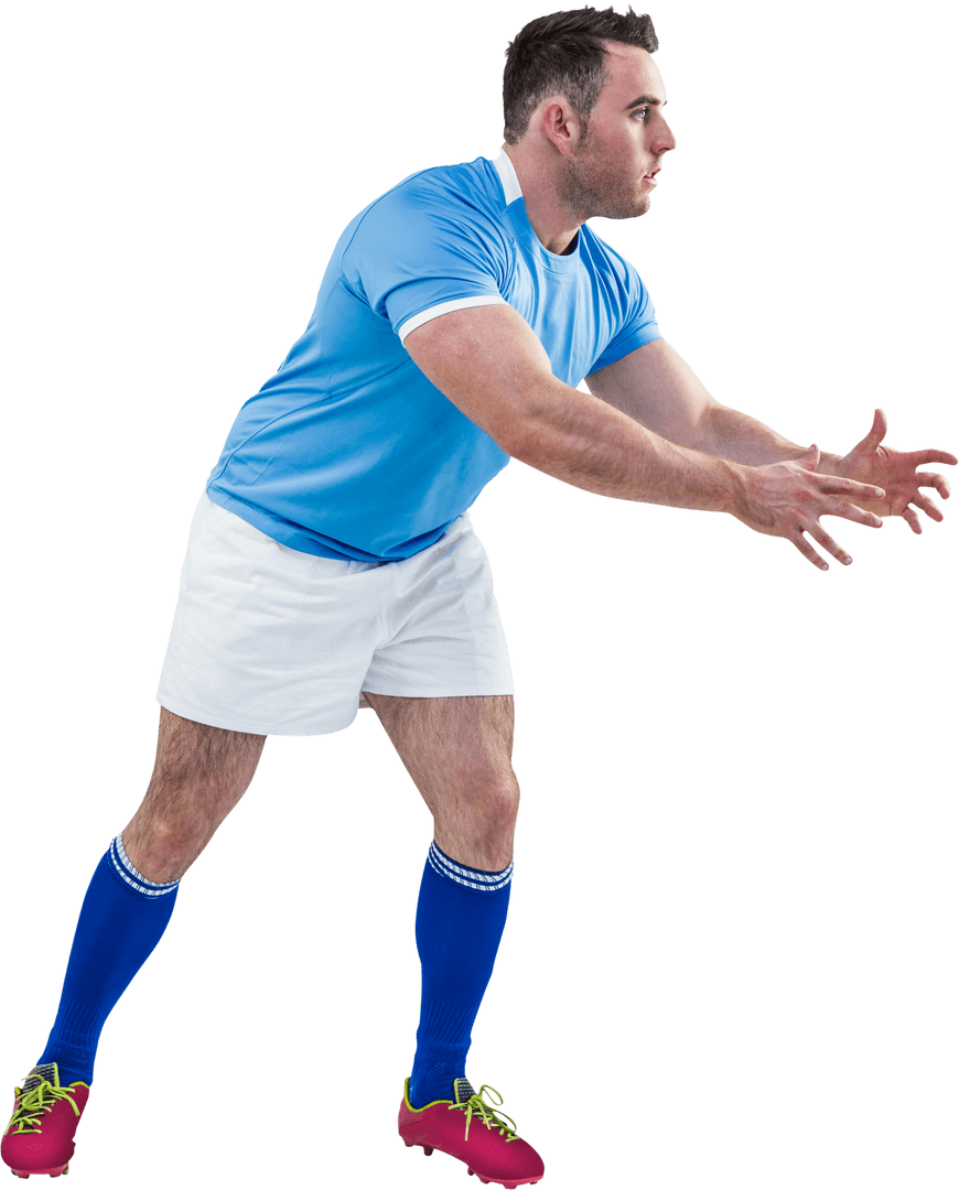 Transparent Rugby Player Passing Ball in Action Pose