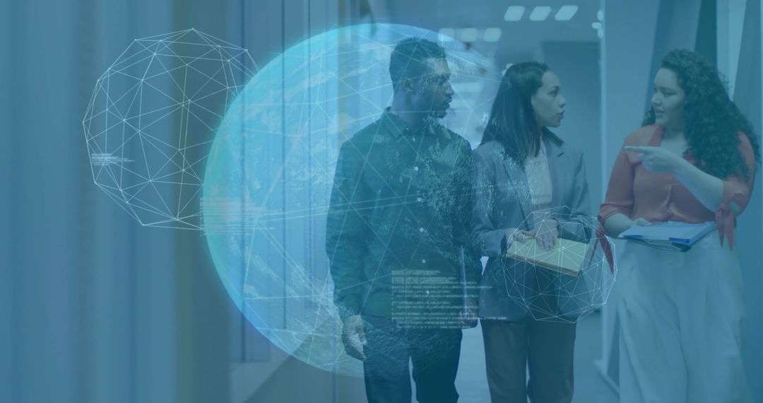 Collaborative Business Team Discussing Technology in Modern Workspace