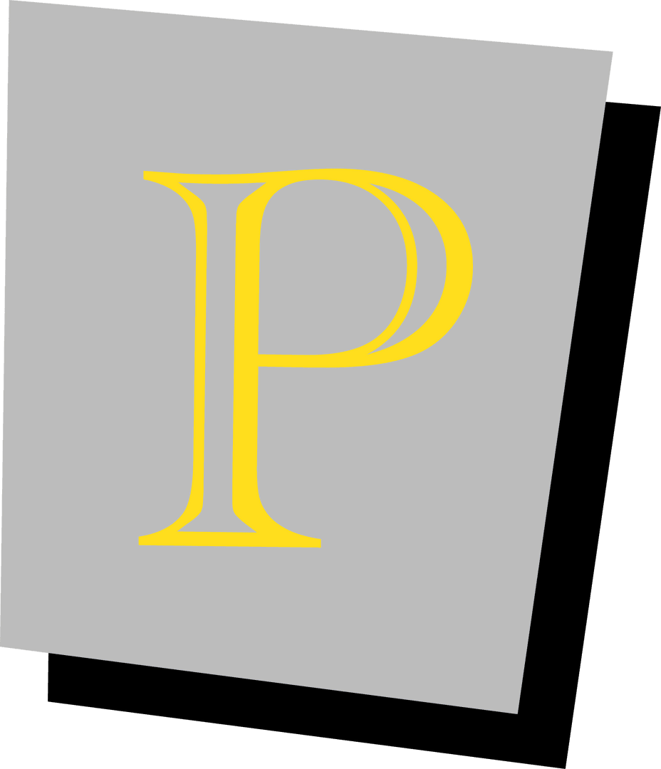 Minimalist Yellow Typography P on Transparent Background