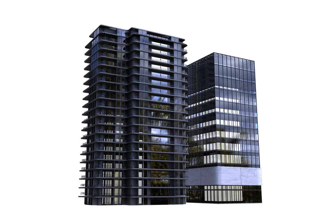 Transparent Modern Skyscrapers Illustration on Cityscape Background