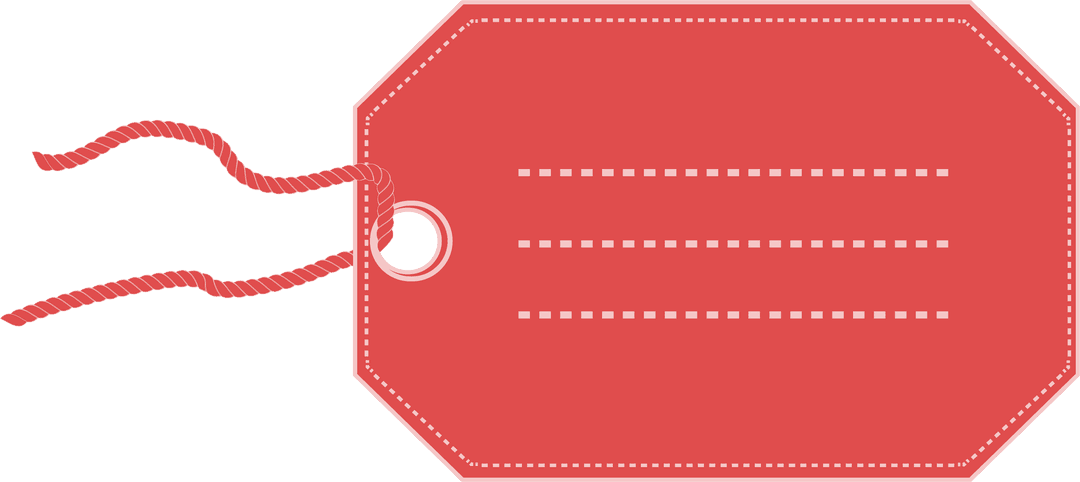 Red name tag with copy space on transparent background