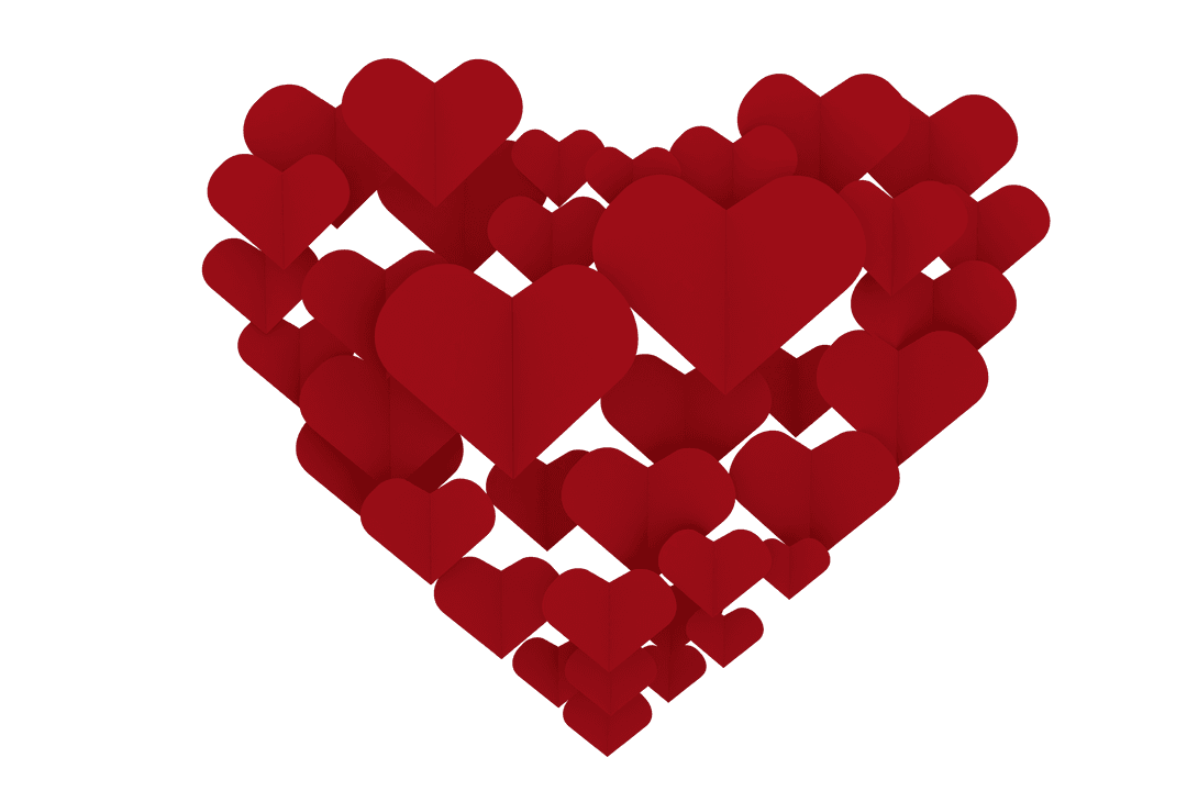 Cluster of Red Hearts Forming Larger Heart Transparent