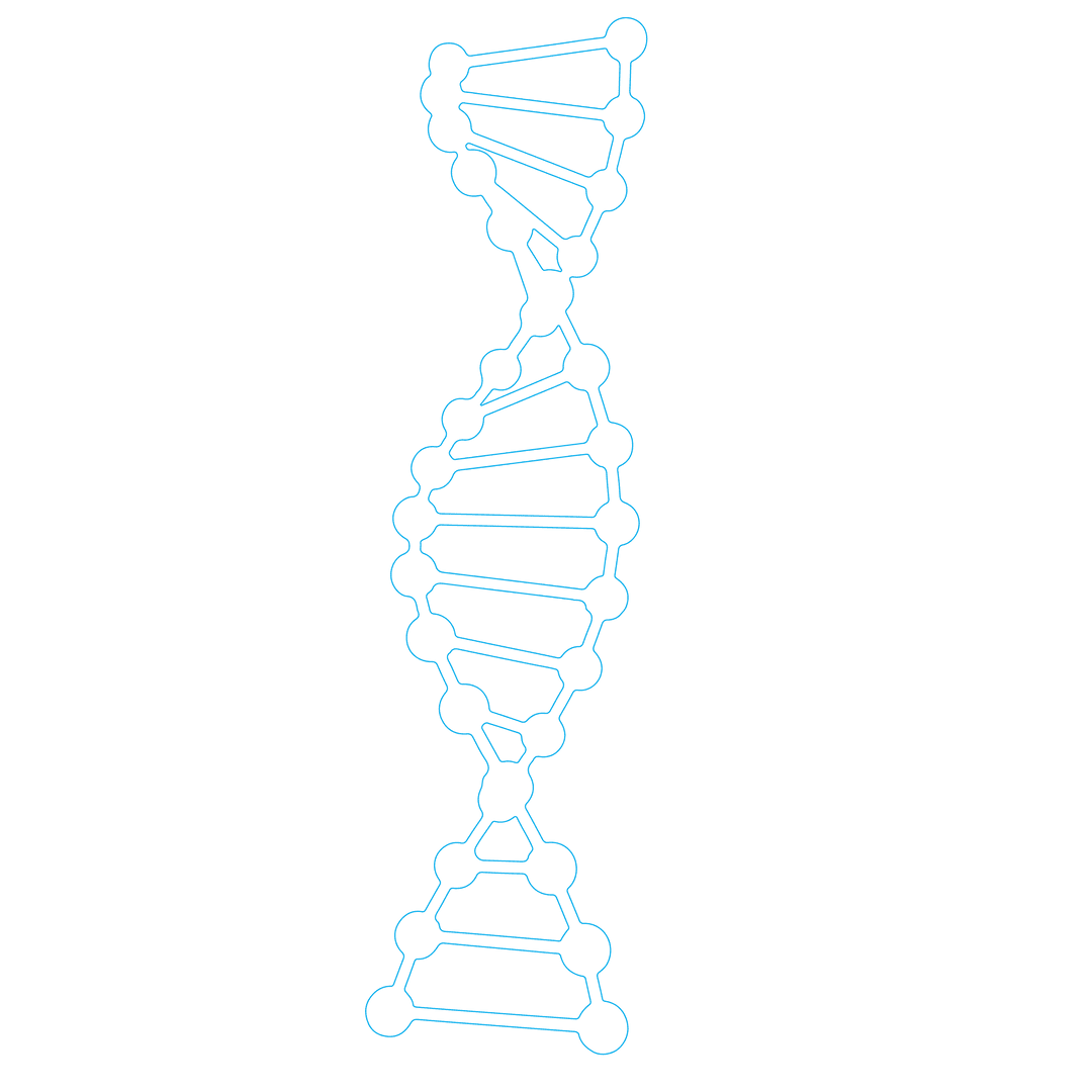 Transparent Blue DNA Double Helix Diagram Isolated on White