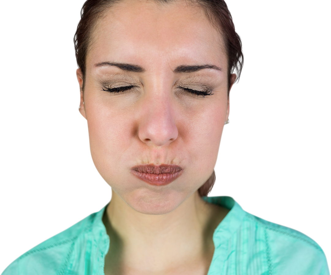 Woman With Closed Eyes Making a Funny Transparent Face - Download Free Stock Images Pikwizard.com