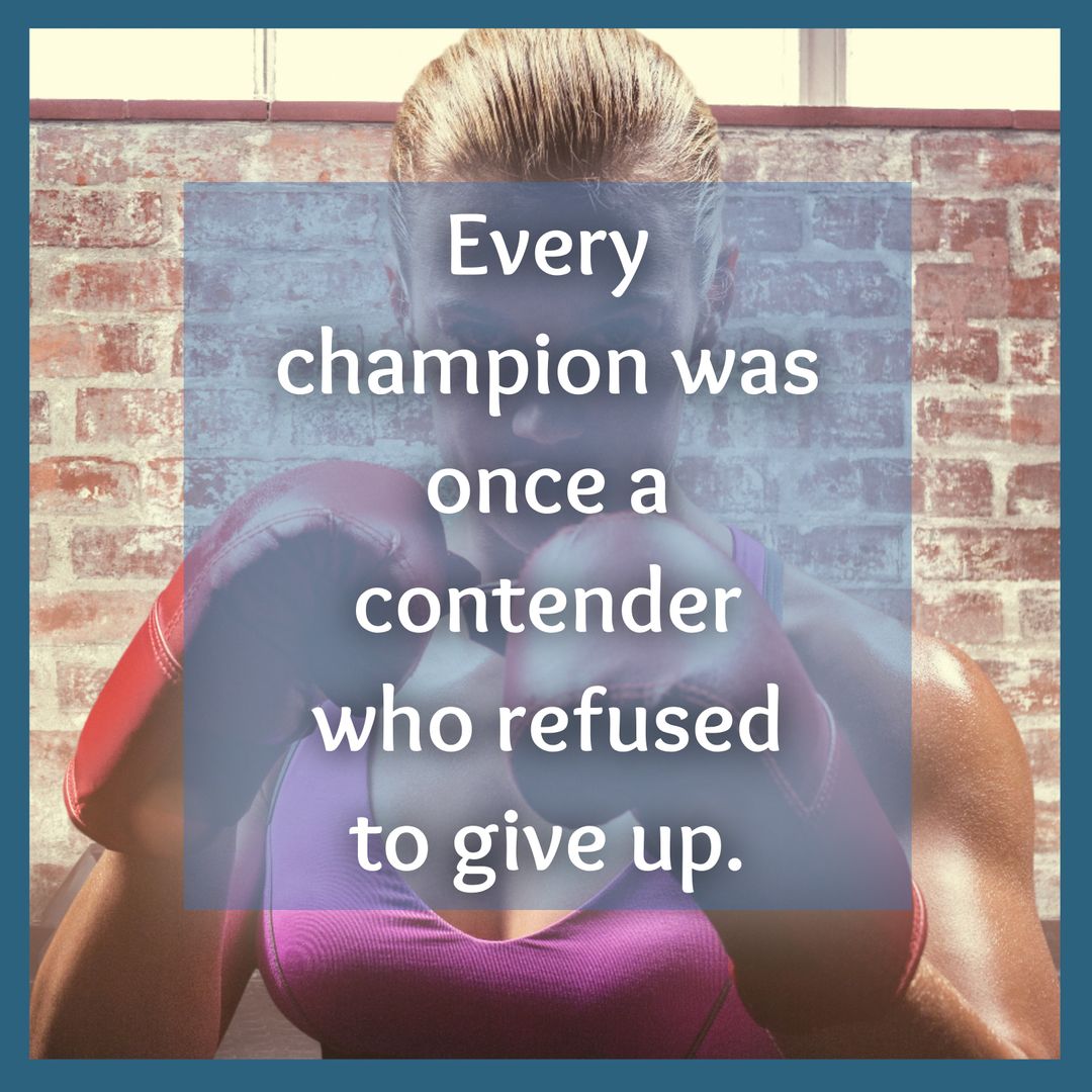 Female Boxer Training with Inspirational Quote about Perseverance - Download Free Stock Templates Pikwizard.com